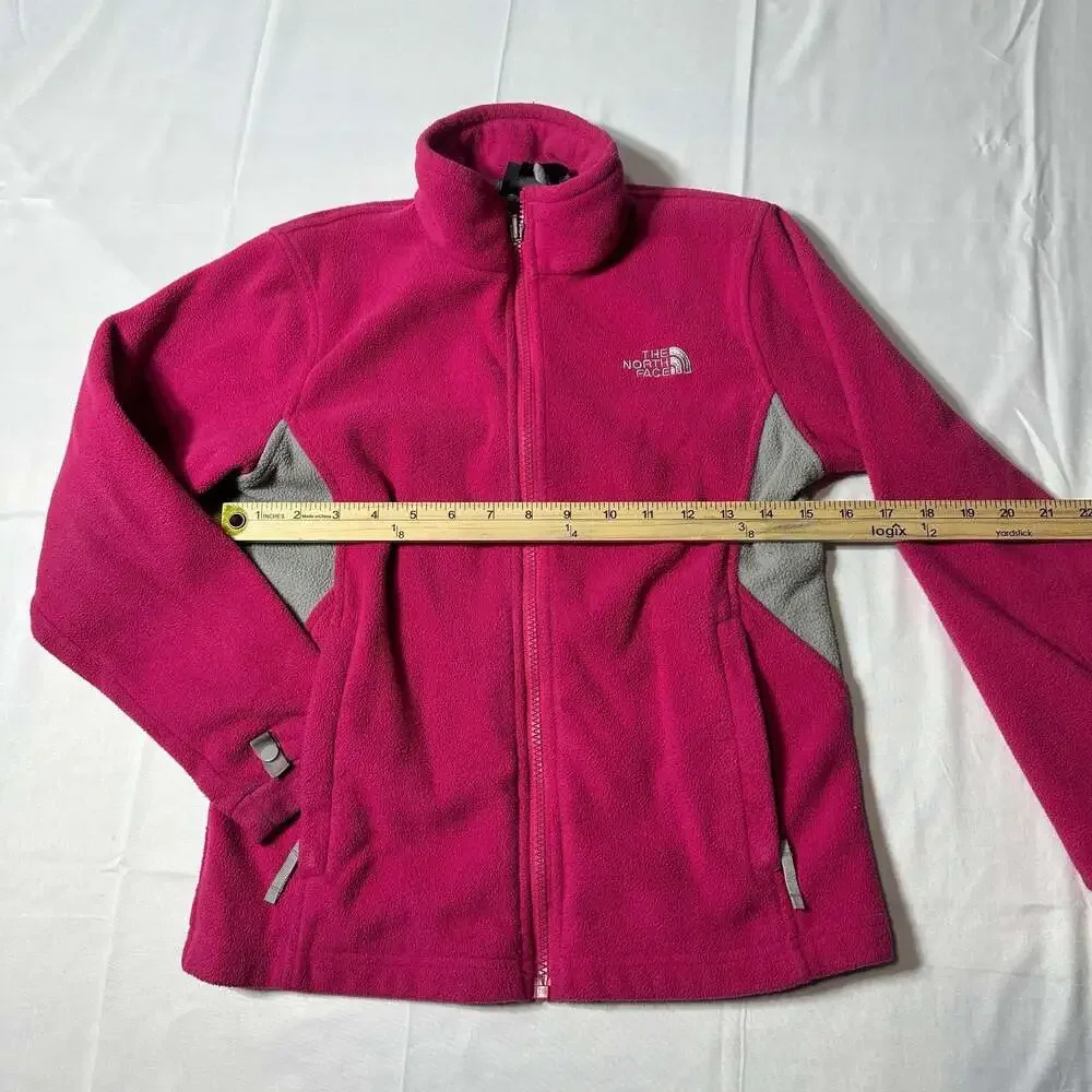 The North Face Girls M 10/12 Pink Gray Full Zip Fleece Jacket Thumbholes